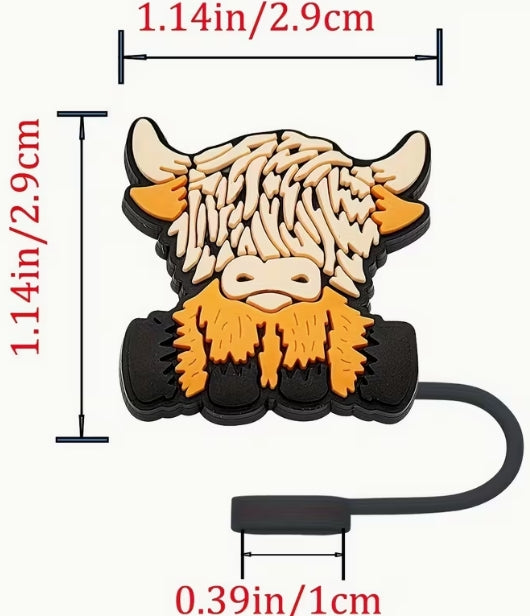 Highland Cow Straw Topper