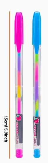 Neon Glitter Candy Stripe Roller Pen