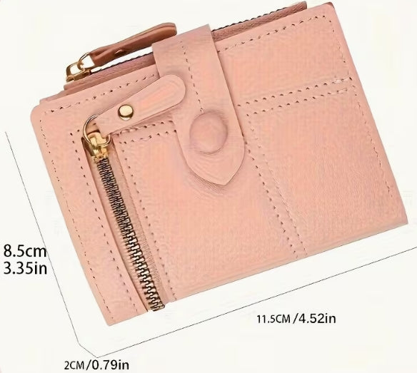 Short Button and Zipper Wallet