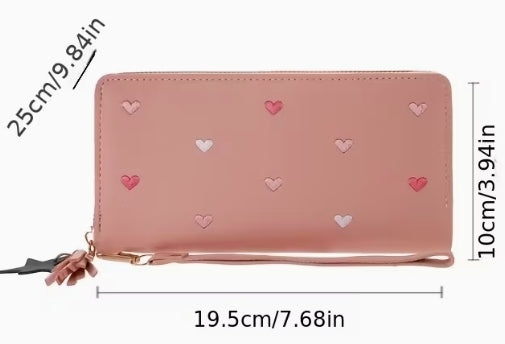 Long Card Wallet with Hearts