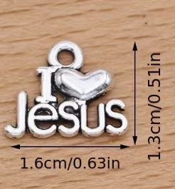 Antique Silvery I Love JESUS Pendant Charm
