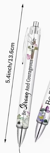 Bible Verse Ballpoint Pens White Floral Pattern