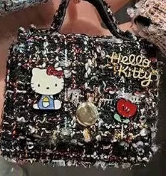 Hello Kitty plush checkered twill mini bag keychain.