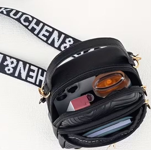 New Trendy Wave Embroidered Crossbody Bag, Mouse Ear Decoration, Shoulder Strap Bag