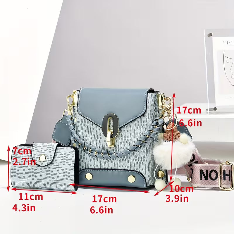Sophisticated Block Quilted Pattern Crossbody Bag