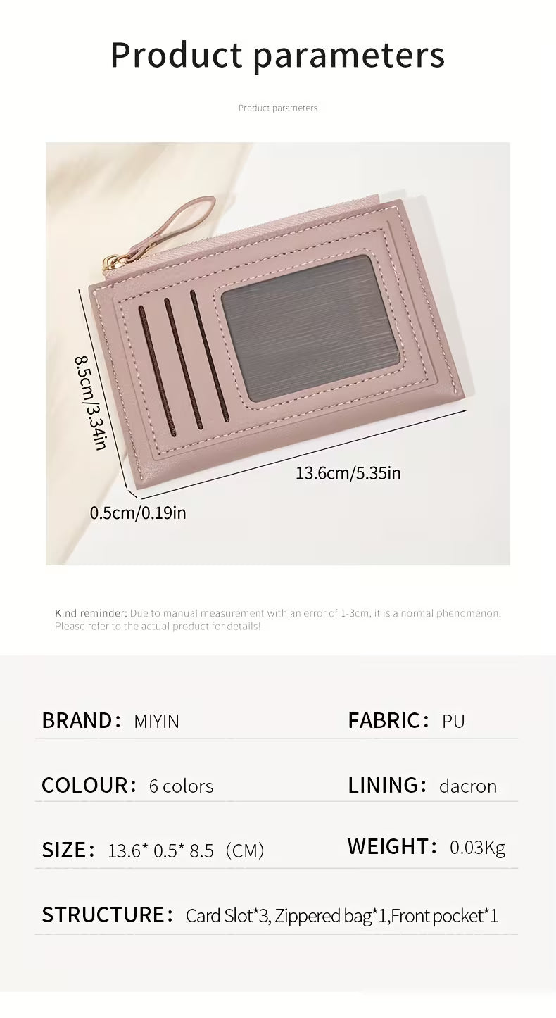 Cream three card zipper coin wallet