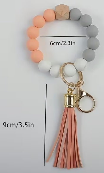 Beaded Keychains Silicone and Wood