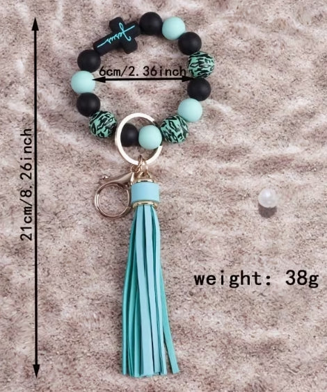 Beaded Keychains Silicone and Wood