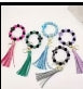 Beaded Keychains Silicone and Wood