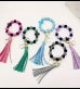 Beaded Keychains Silicone and Wood