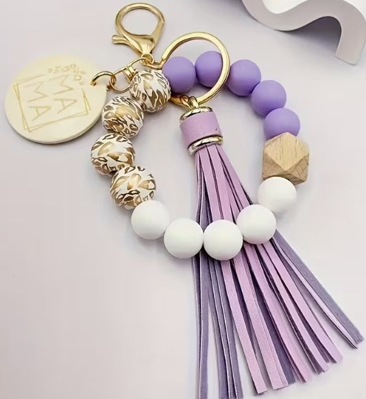Beaded Keychains Silicone and Wood