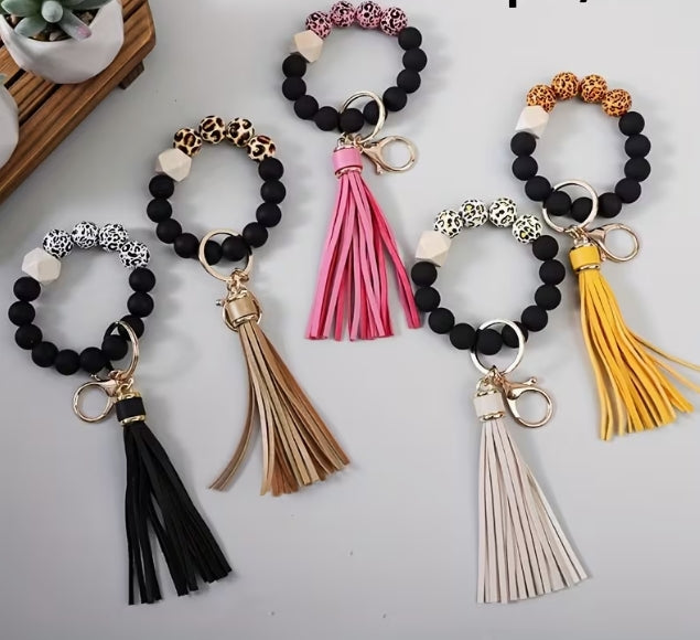 Beaded Keychains Silicone and Wood