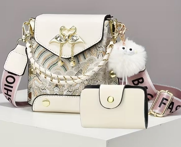 Sophisticated Block Quilted Pattern Crossbody Bag