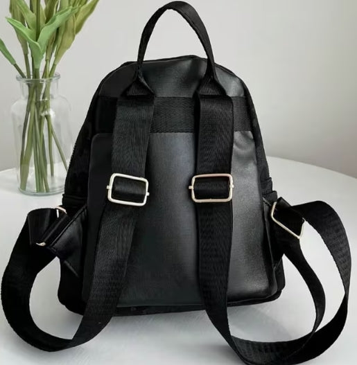 Messenger Flower Pattern Backpack with Wallet and Teddy Bear Pendant