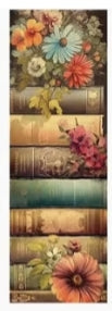 Vintage Stacked Books Floral Reading Bookmark