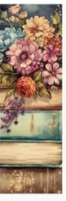 Vintage Stacked Books Floral Reading Bookmark