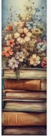 Vintage Stacked Books Floral Reading Bookmark