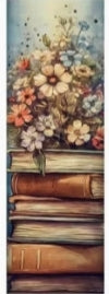 Vintage Stacked Books Floral Reading Bookmark