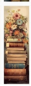 Vintage Stacked Books Floral Reading Bookmark