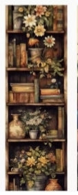 Vintage Stacked Books Floral Reading Bookmark