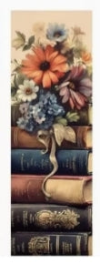 Vintage Stacked Books Floral Reading Bookmark