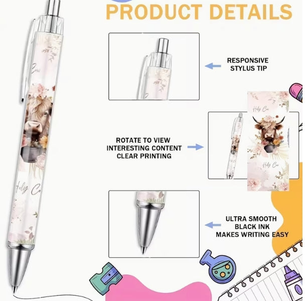 Adorable Highland Cow Print Ballpoint Pen