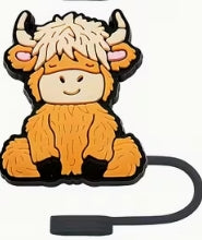 Highland Cow Straw Topper