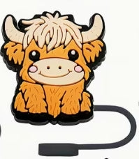 Highland Cow Straw Topper