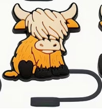 Highland Cow Straw Topper