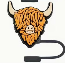 Highland Cow Straw Topper