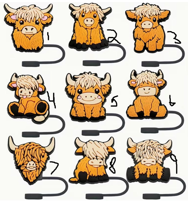 Highland Cow Straw Topper