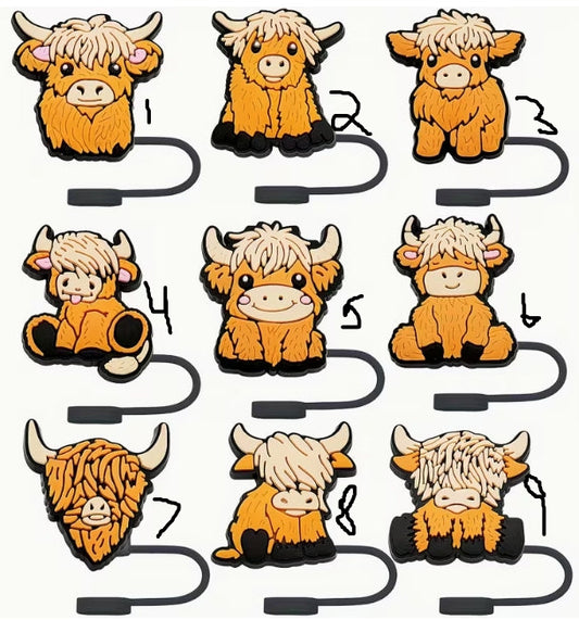 Highland Cow Straw Topper