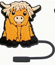 Highland Cow Straw Topper