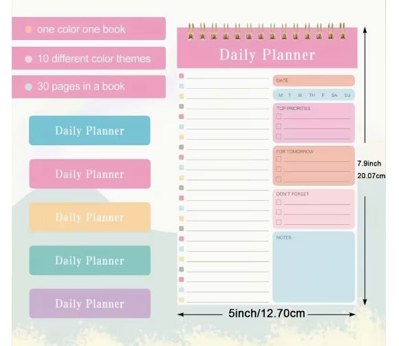 Daily Planner Spiral Notebook-A5 Size with Transparent Cover