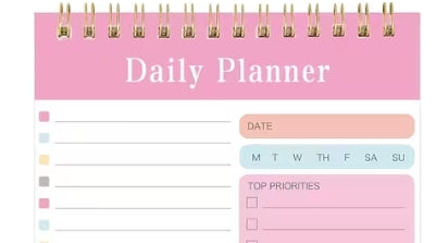 Daily Planner Spiral Notebook-A5 Size with Transparent Cover