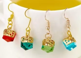 Crystal Cube Hanging Earrings