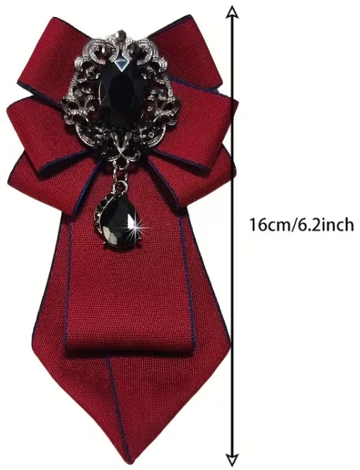 Classic Short Neck Bowtie with Brooch