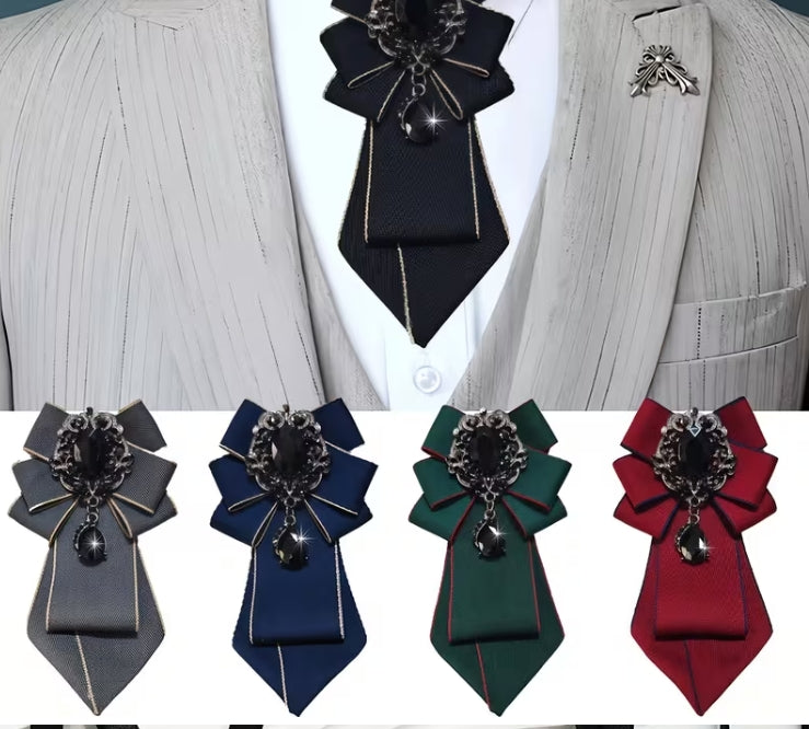 Classic Short Neck Bowtie with Brooch