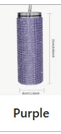 Bling Rhinestone Stainless Steel Tumbler with Lid and Metal Straw