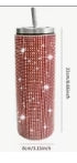 Bling Rhinestone Stainless Steel Tumbler with Lid and Metal Straw