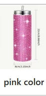 Bling Rhinestone Stainless Steel Tumbler with Lid and Metal Straw