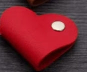 Leather Heart Shape Cord Organizer single button