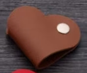 Leather Heart Shape Cord Organizer single button