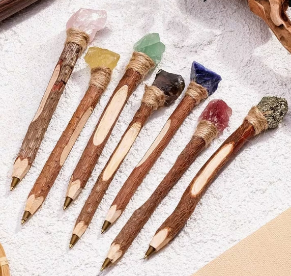 Wooden-Mineral Stone Top Pen