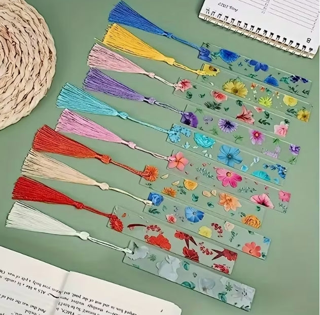 2D Flat Transparent Acrylic Tassel Bookmark