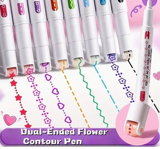 Flower Shape Highlight Dual Head Pen