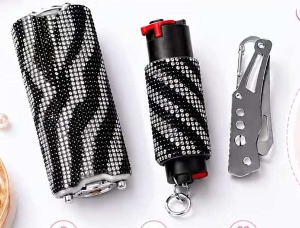 Luxe 3pc Bling Rhinestone Self Defense Keychain Set
