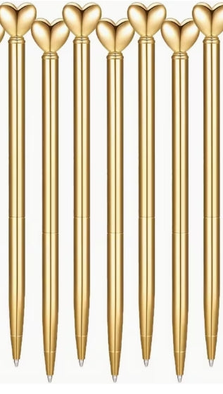 Golden Heart-Shaped Retractable Ballpoint Pen