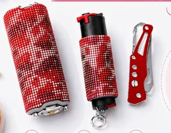 Luxe 3pc Bling Rhinestone Self Defense Keychain Set