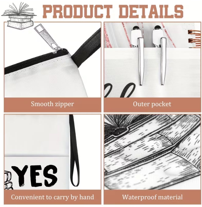 Book Pouch Sleeve with zipper and pocket